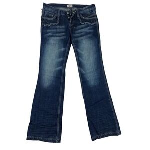 New Antik Denim Women Low Rise Wide Leg Jeans Sz‎ 31 Pockets Embroidered